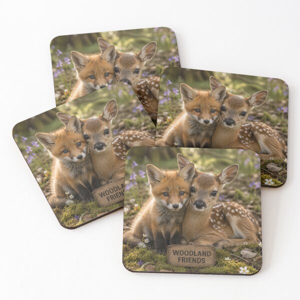Item preview, Cute Woodland Friends Baby Fox and Fawn Animals designed and sold by BagFactoryUK.