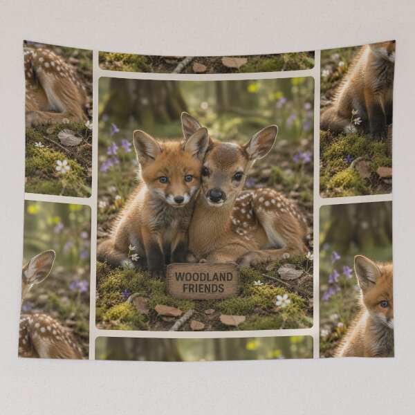 Item preview, Cute Woodland Friends Baby Fox and Fawn Animals designed and sold by BagFactoryUK.