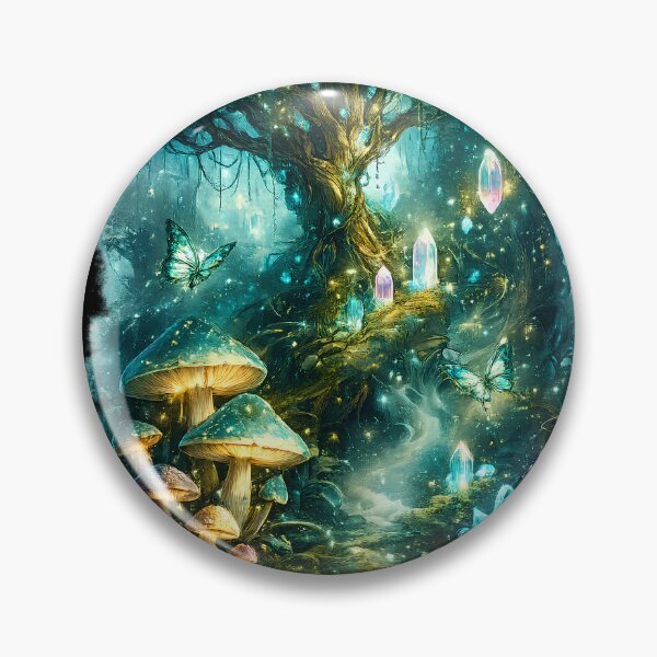 Item preview, Enchanted Crystal Forest | Glowing Mushrooms | Magical Fantasy Nature Art designed and sold by Origamoart.