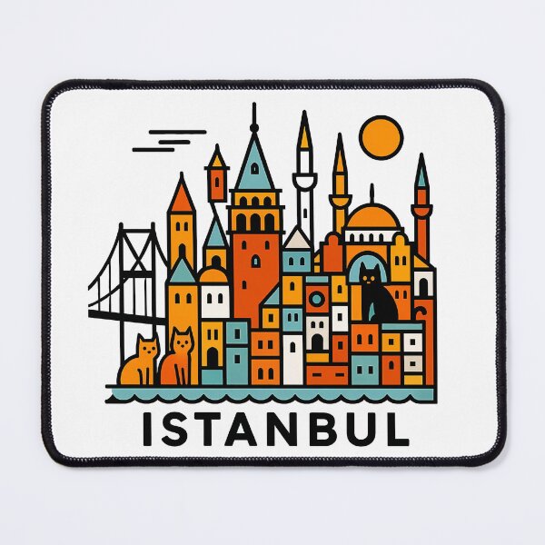 Item preview, Istanbul Turkey Travel Souvenir - Galata Tower & Hagia Sophia Cats Art designed and sold by OzzFrequency.
