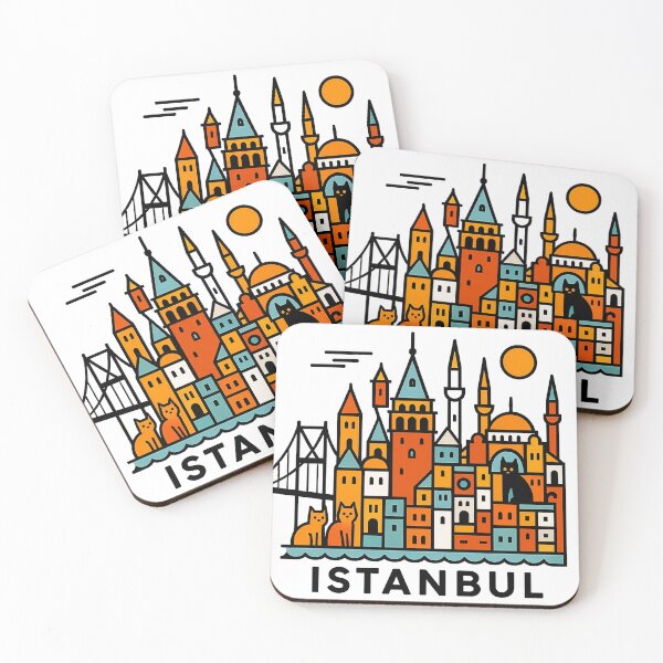 Item preview, Istanbul Turkey Travel Souvenir - Galata Tower & Hagia Sophia Cats Art designed and sold by OzzFrequency.