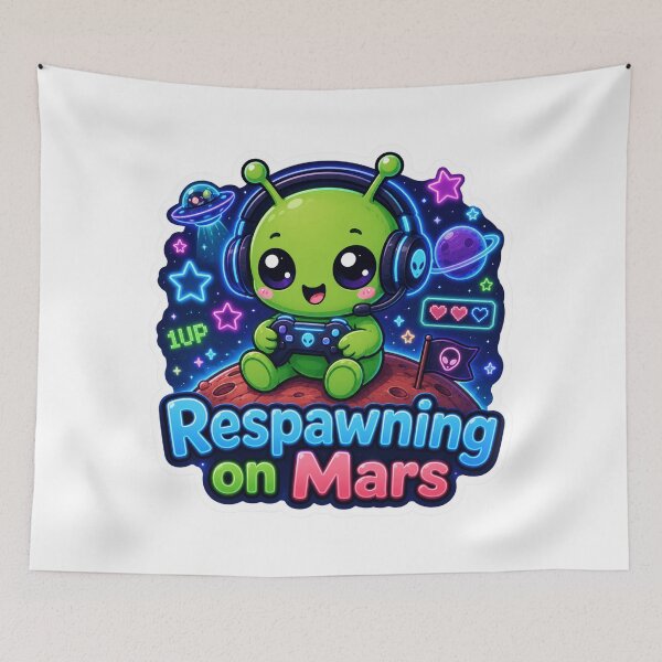 Item preview, Alien Gamer Respawning on Mars Sticker designed and sold by Ruamid.