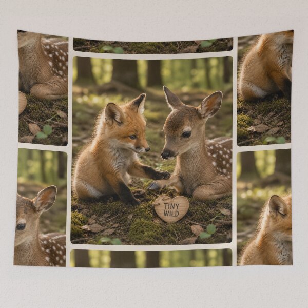Item preview, Cute Baby Fox Fawn Friendship Tiny Wild Forest designed and sold by BagFactoryUK.