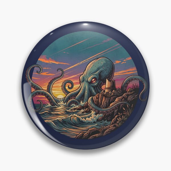 Item preview, Mysterious Octopus Kraken at Ruined Coastal Tower Illustration designed and sold by artscripts.