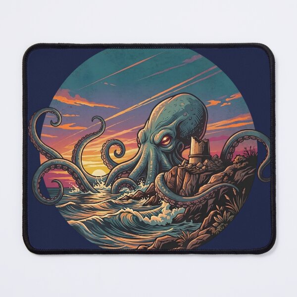 Item preview, Mysterious Octopus Kraken at Ruined Coastal Tower Illustration designed and sold by artscripts.