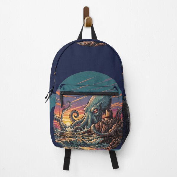 Item preview, Mysterious Octopus Kraken at Ruined Coastal Tower Illustration designed and sold by artscripts.