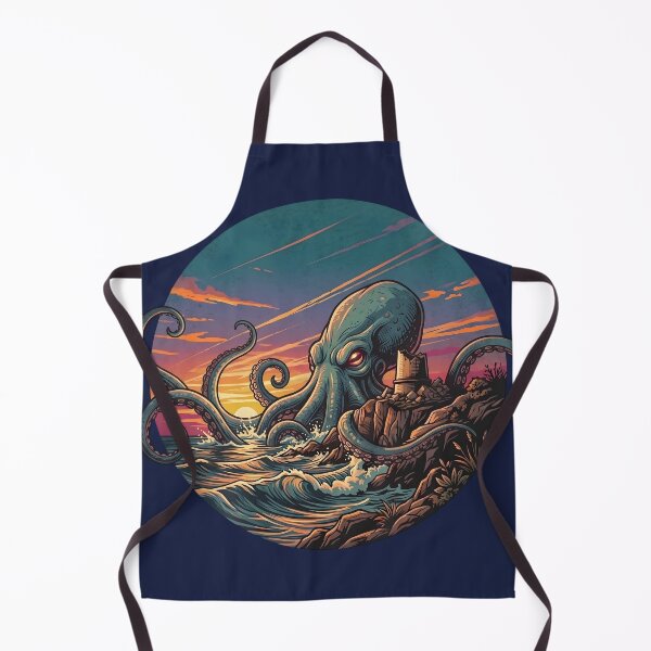 Item preview, Mysterious Octopus Kraken at Ruined Coastal Tower Illustration designed and sold by artscripts.