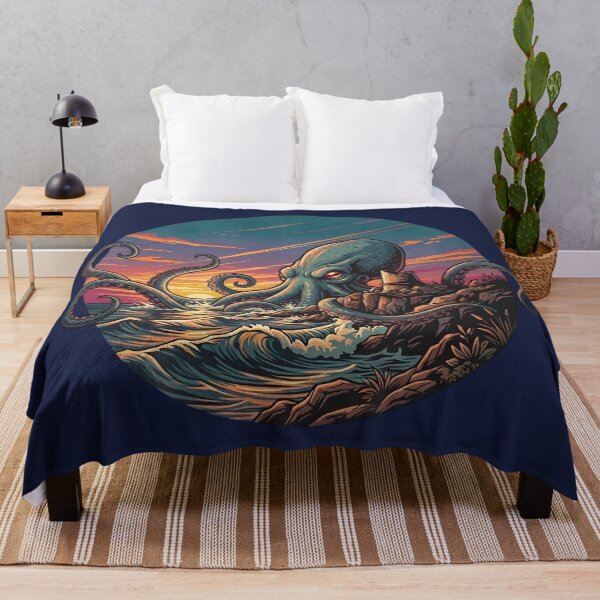 Item preview, Mysterious Octopus Kraken at Ruined Coastal Tower Illustration designed and sold by artscripts.