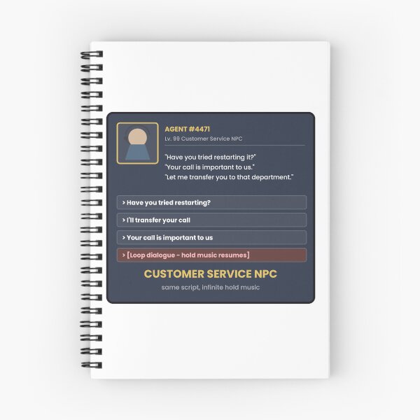 Item preview, Customer Service NPC Funny Sticker designed and sold by QuirkyCartel.