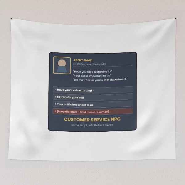 Item preview, Customer Service NPC Funny Sticker designed and sold by QuirkyCartel.
