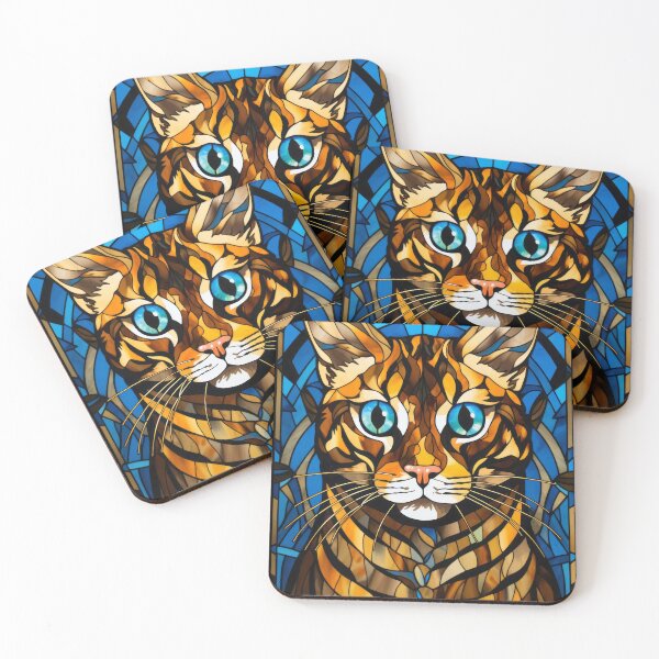 Item preview, Bengal Cat Stained Glass Style with Blue Eyes designed and sold by pinkal.