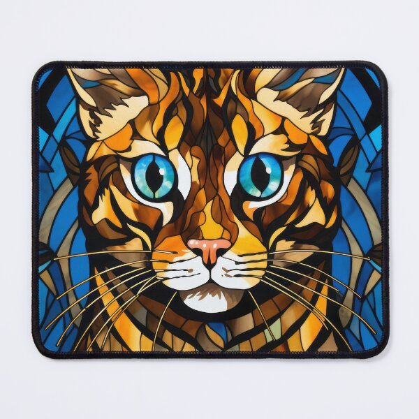 Item preview, Bengal Cat Stained Glass Style with Blue Eyes designed and sold by pinkal.