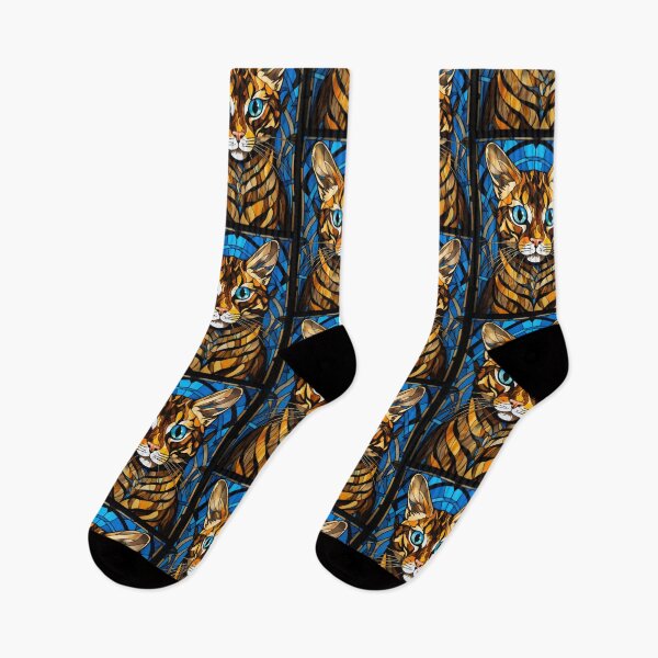Item preview, Bengal Cat Stained Glass Style with Blue Eyes designed and sold by pinkal.