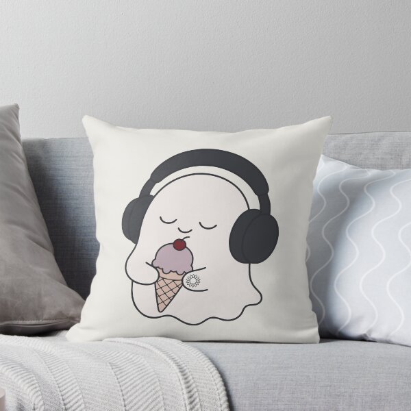 Item preview, Cute Cozy Ghost Eating Ice Cream Minimalist Line Art designed and sold by suncorner28.