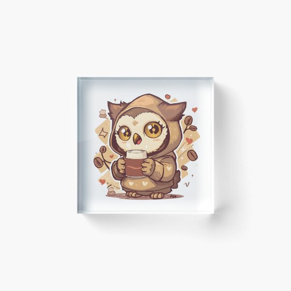 Item preview, Cute Coffee Owl Sticker | Kawaii Owl Drinking Coffee | Cozy Owl Illustration designed and sold by dreamz-world.