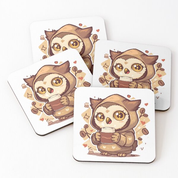 Item preview, Cute Coffee Owl Sticker | Kawaii Owl Drinking Coffee | Cozy Owl Illustration designed and sold by dreamz-world.