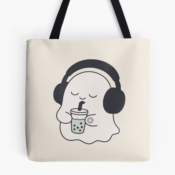 Item preview, Cute Ghost Enjoying Boba Drink | Funny Halloween Aesthetic designed and sold by suncorner28.