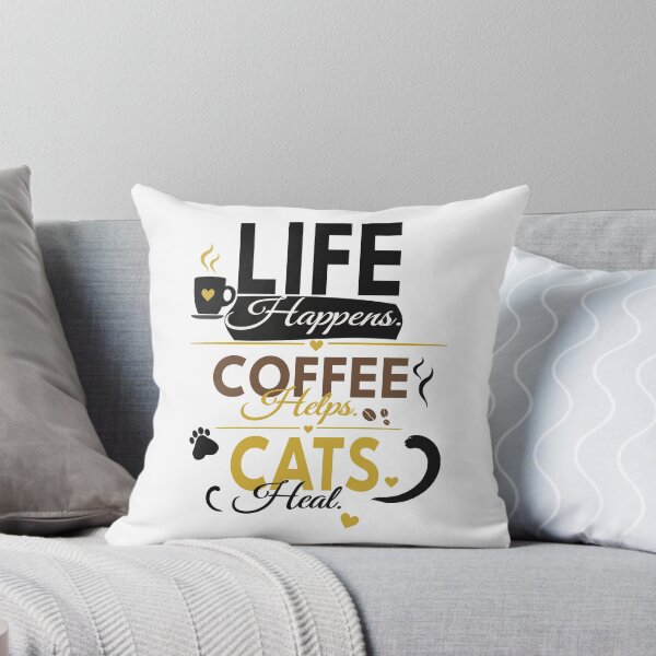 Item preview, Life Happens Coffee Helps Cats Heal | Cat Lover Typography Design designed and sold by HeartAndArtShop.
