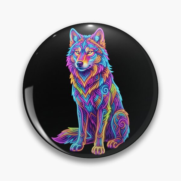 Item preview, Neon Wolf Colorful Psychedelic Wildlife Tribal Animal Art designed and sold by PlumArtDesign.