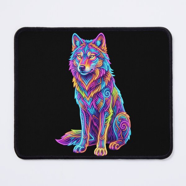 Item preview, Neon Wolf Colorful Psychedelic Wildlife Tribal Animal Art designed and sold by PlumArtDesign.