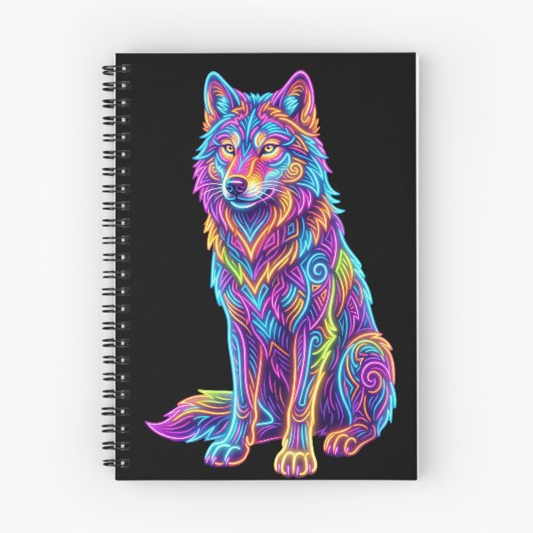 Item preview, Neon Wolf Colorful Psychedelic Wildlife Tribal Animal Art designed and sold by PlumArtDesign.