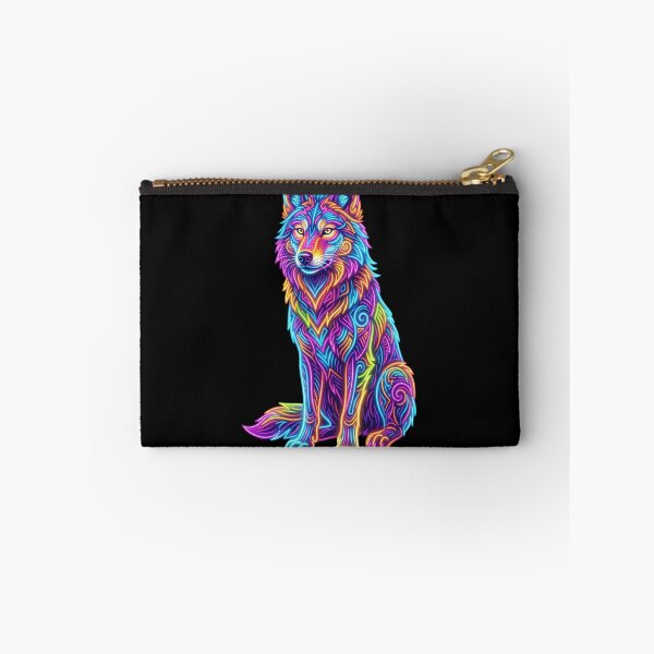 Item preview, Neon Wolf Colorful Psychedelic Wildlife Tribal Animal Art designed and sold by PlumArtDesign.