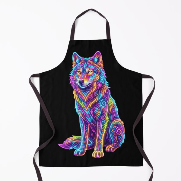 Item preview, Neon Wolf Colorful Psychedelic Wildlife Tribal Animal Art designed and sold by PlumArtDesign.