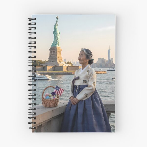 Item preview, Liberty's Gaze: A Hanbok's Homage at the Harbor designed and sold by SOOstudio73.