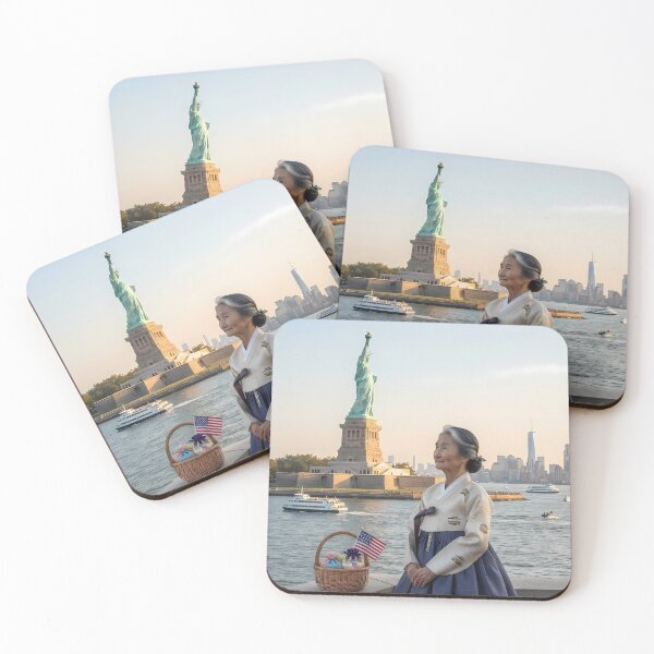 Item preview, Liberty's Gaze: A Hanbok's Homage at the Harbor designed and sold by SOOstudio73.