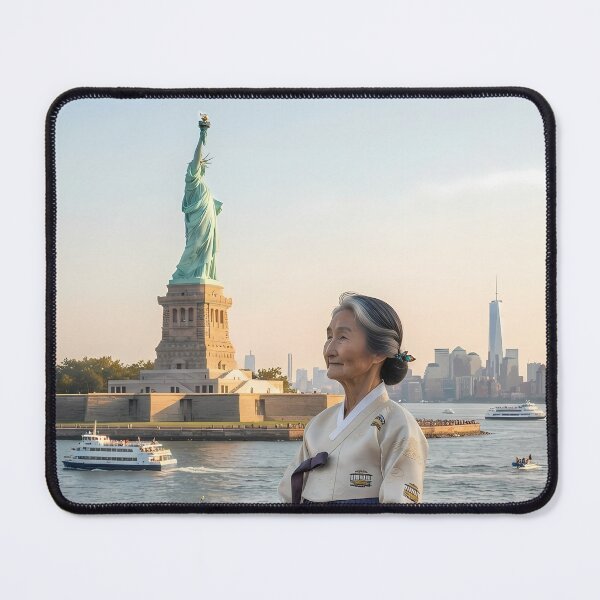 Item preview, Liberty's Gaze: A Hanbok's Homage at the Harbor designed and sold by SOOstudio73.