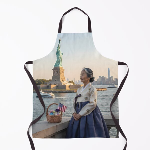 Item preview, Liberty's Gaze: A Hanbok's Homage at the Harbor designed and sold by SOOstudio73.