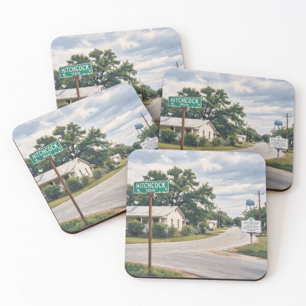 Item preview, Hitchcock, Texas – Vintage Small Town Nostalgia Art Print designed and sold by stevepmp.