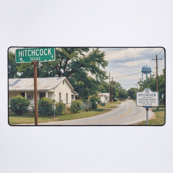 Item preview, Hitchcock, Texas – Vintage Small Town Nostalgia Art Print designed and sold by stevepmp.