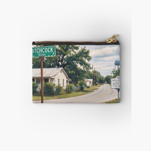 Aperçu de l'œuvre Hitchcock, Texas – Affiche artistique vintage nostalgique d'une petite ville créée et vendue par stevepmp.