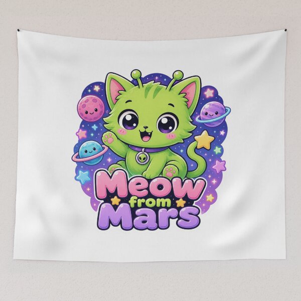 Item preview, Meow From Mars Alien Cat designed and sold by Ruamid.