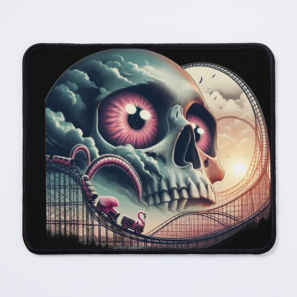 Item preview, Pink Eyes Skull Rollercoaster Surreal Dreamscape Art designed and sold by LujziWorld.