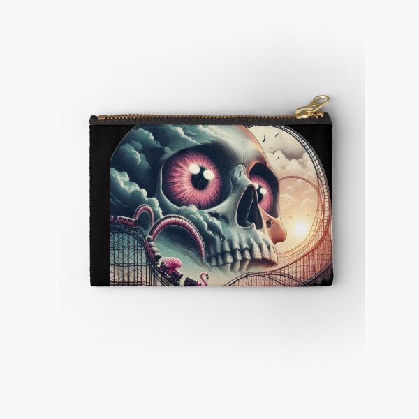 Item preview, Pink Eyes Skull Rollercoaster Surreal Dreamscape Art designed and sold by LujziWorld.
