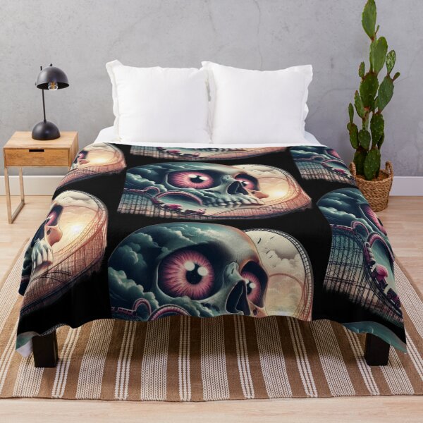 Item preview, Pink Eyes Skull Rollercoaster Surreal Dreamscape Art designed and sold by LujziWorld.