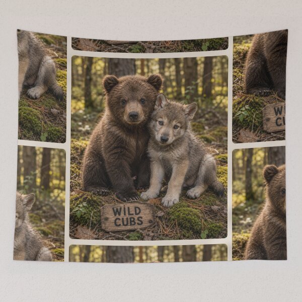 Item preview, Wild Cubs Bear Cub Wolf Cub Forest Friends designed and sold by BagFactoryUK.