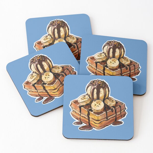 Item preview, Chocolate Banana Waffles Sticker, Cute Breakfast Sticker, Hand-Drawn Waffle Illustration, Laptop Sticker, Water Bottle Sticker, Cafe Lover Gift designed and sold by SoftCrumbs Café.