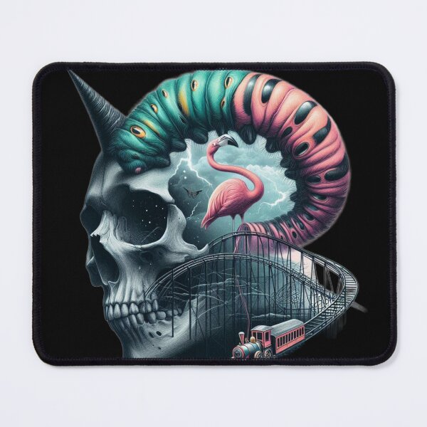 Item preview, Gothic Skull and Many Eyed Caterpillar Surreal Train Art designed and sold by LujziWorld.