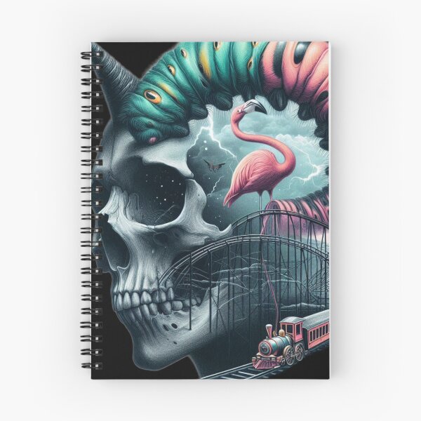 Item preview, Gothic Skull and Many Eyed Caterpillar Surreal Train Art designed and sold by LujziWorld.