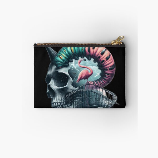 Item preview, Gothic Skull and Many Eyed Caterpillar Surreal Train Art designed and sold by LujziWorld.