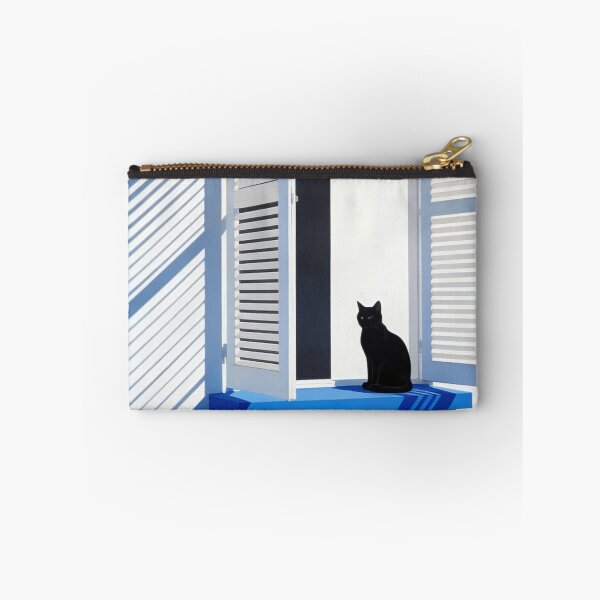 Item preview, Black Cat Window Photography Minimalist Home Design Mediterranean Architecture Blue Shutters Contemporary Shadow Art Gift For Cat Lover designed and sold by Kzara Visual.