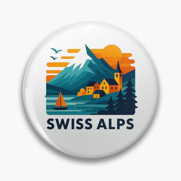 Item preview, Swiss Alps Switzerland Souvenir - Alpine Village & Mountain Lake Art designed and sold by OzzFrequency.