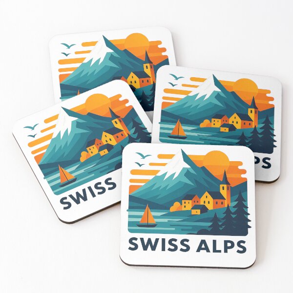 Item preview, Swiss Alps Switzerland Souvenir - Alpine Village & Mountain Lake Art designed and sold by OzzFrequency.