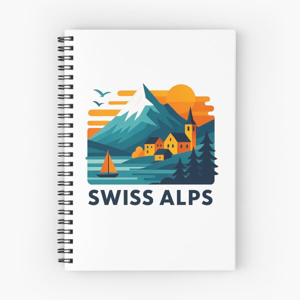 Item preview, Swiss Alps Switzerland Souvenir - Alpine Village & Mountain Lake Art designed and sold by OzzFrequency.