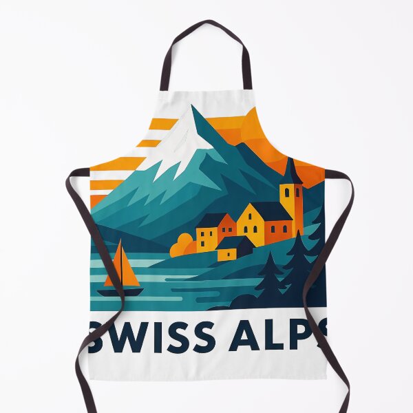 Item preview, Swiss Alps Switzerland Souvenir - Alpine Village & Mountain Lake Art designed and sold by OzzFrequency.