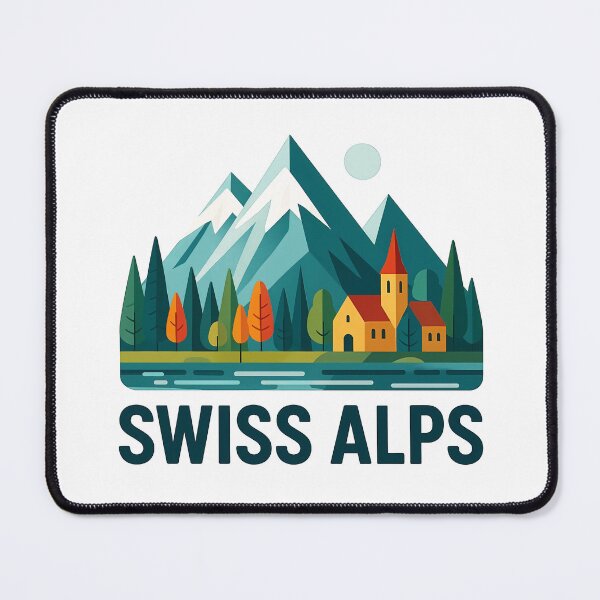 Item preview, Swiss Alps Switzerland Souvenir - Alpine Village & Mountain Lake Art designed and sold by OzzFrequency.