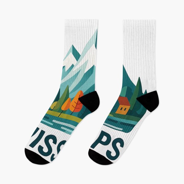 Item preview, Swiss Alps Switzerland Souvenir - Alpine Village & Mountain Lake Art designed and sold by OzzFrequency.